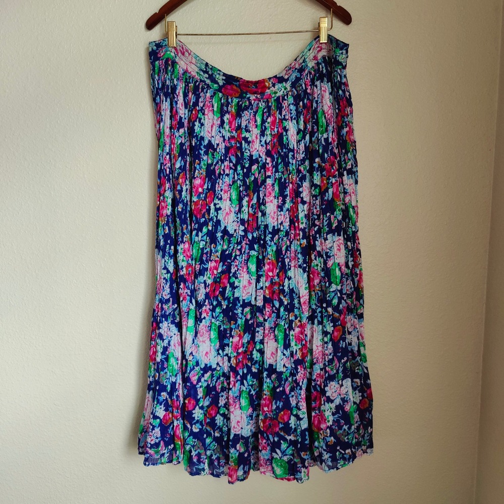 Vintage‎ 90s Patchouli Floral Maxi Skirt Boho Cotton Hippie Broomstick Pullon OS - Picture 2 of 8